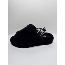 UGG Fluff Yeah Slide Black Sheepskin Slippers Slides Womens US Size 10