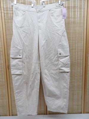 NWT Women's Wild Fable Size XL Off-White High-Rise Barrel Cargo Pants