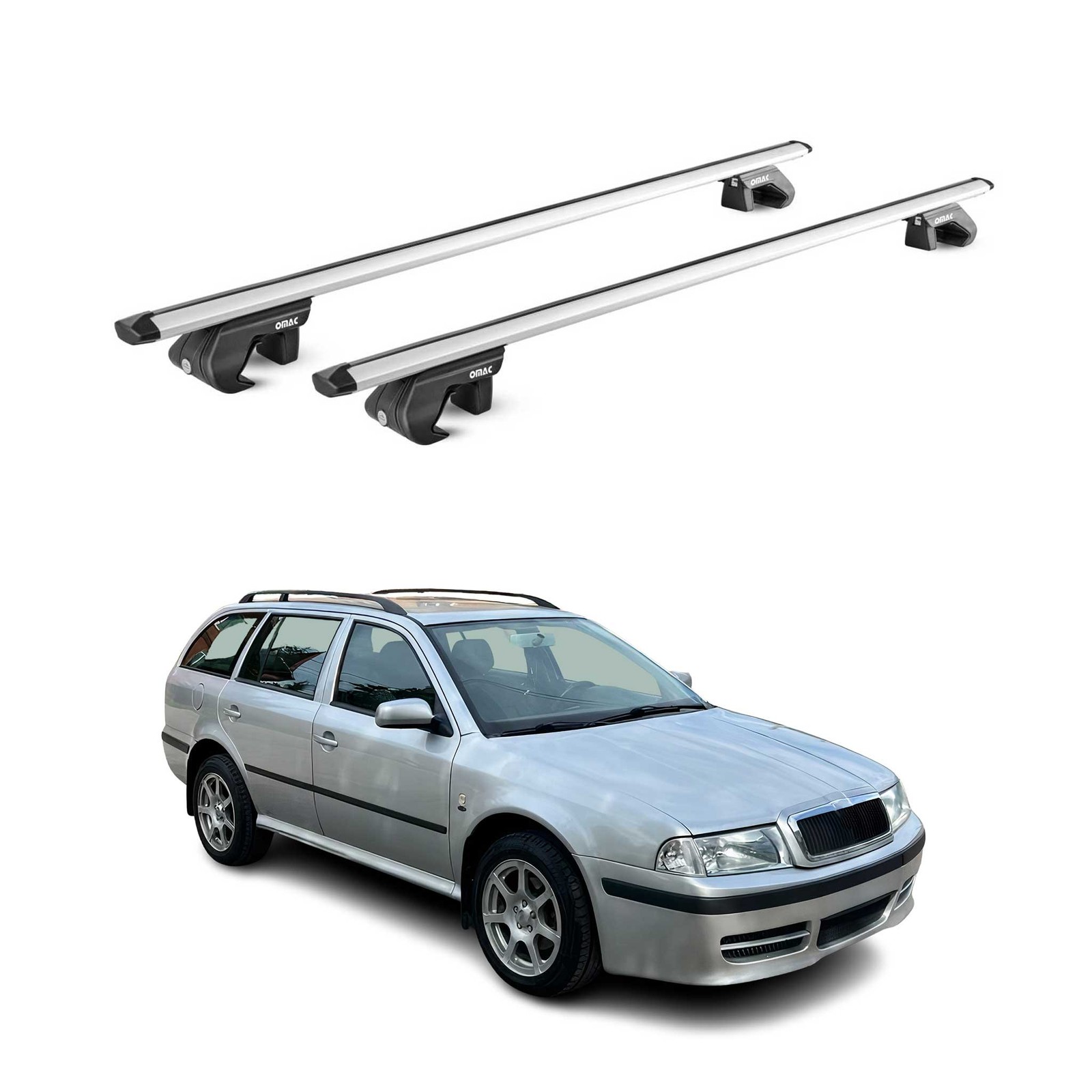 Barres de toit Skoda Octavia Break contre le manque de place : kit transversal gris