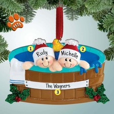 Hot Tub with Holly Couple - 2 - Personalized Ornaments