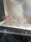 tiffin pink depression glass Set 8 Coupe Champagne Glasses Column Stem
