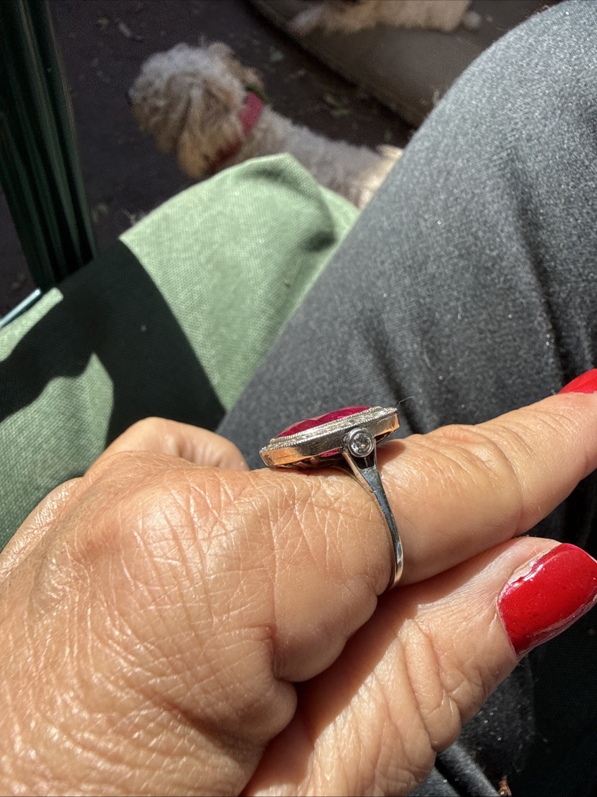 14k white gold ring lab created ruby solitaire si… - image 6