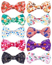 Holiday Dog Bow Ties 10 Pack - Festive Patterns for Medium Dogs  Cats