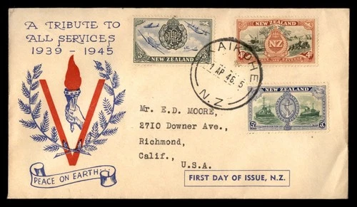 Mayfairstamps New Zealand FDC 1946 Military Transport Combo V Flame First Day Co