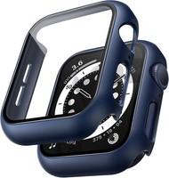 HüLle FüR Apple Watch 44Mm 360° StoßFest Mit 9H GehäRtetem Glas Blau SchutzhüLle
