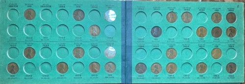 1909-1958 Lincoln Cents plus 1959-1963 (no 1962 coins) - partial album as shown