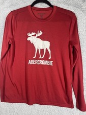 Abercrombie & Fitch red long-sleeve Sleep white moose logo Sze 15/16