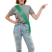 5 PCS Green Blank Satin Sash, 3.15 Wide x 35 Long, Plain, Adults, Party