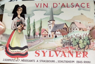 ALSACE WINE LABEL LABEL SYLVANER STRASBURGO PARIS FRANCE-197-1115
