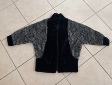 Hillmoor New York Vintage Faux Fur Coat Size 10 Black Full Zip Mock Neck USA