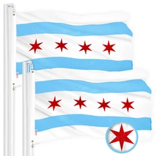 NEW G128 Chicago Flag 2-Pack 2x3 FT, City Embroidered 300D Polyester