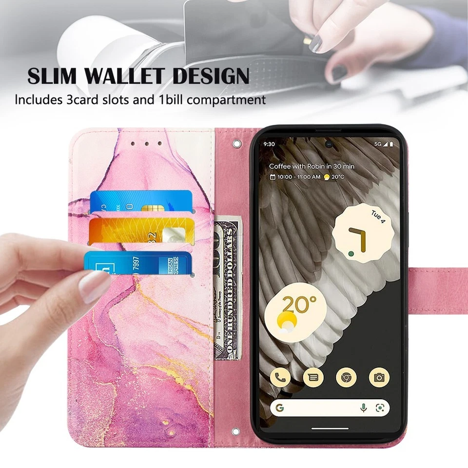For Samsung Galaxy A73 A72 A71 A42 5G Marble Pattern Flip Card Wallet Phone Case - Image 4 of 4