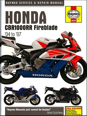 Honda CBR1000RR Fireblade Repair Manual 2004-2007 | eBay Honda CBR1000RR Fireblade Repair Manual 2004-2007 | eBay