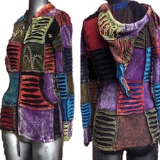 Little Kathmandu Pointed Hoodie Patchwork 90s Jacket 8/10 Retro Vintage