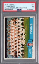 1979 Topps #41 Minnesota TWINS Team Checklist Sheet H/C PSA 7 NM Tough 1/1 2 HGR