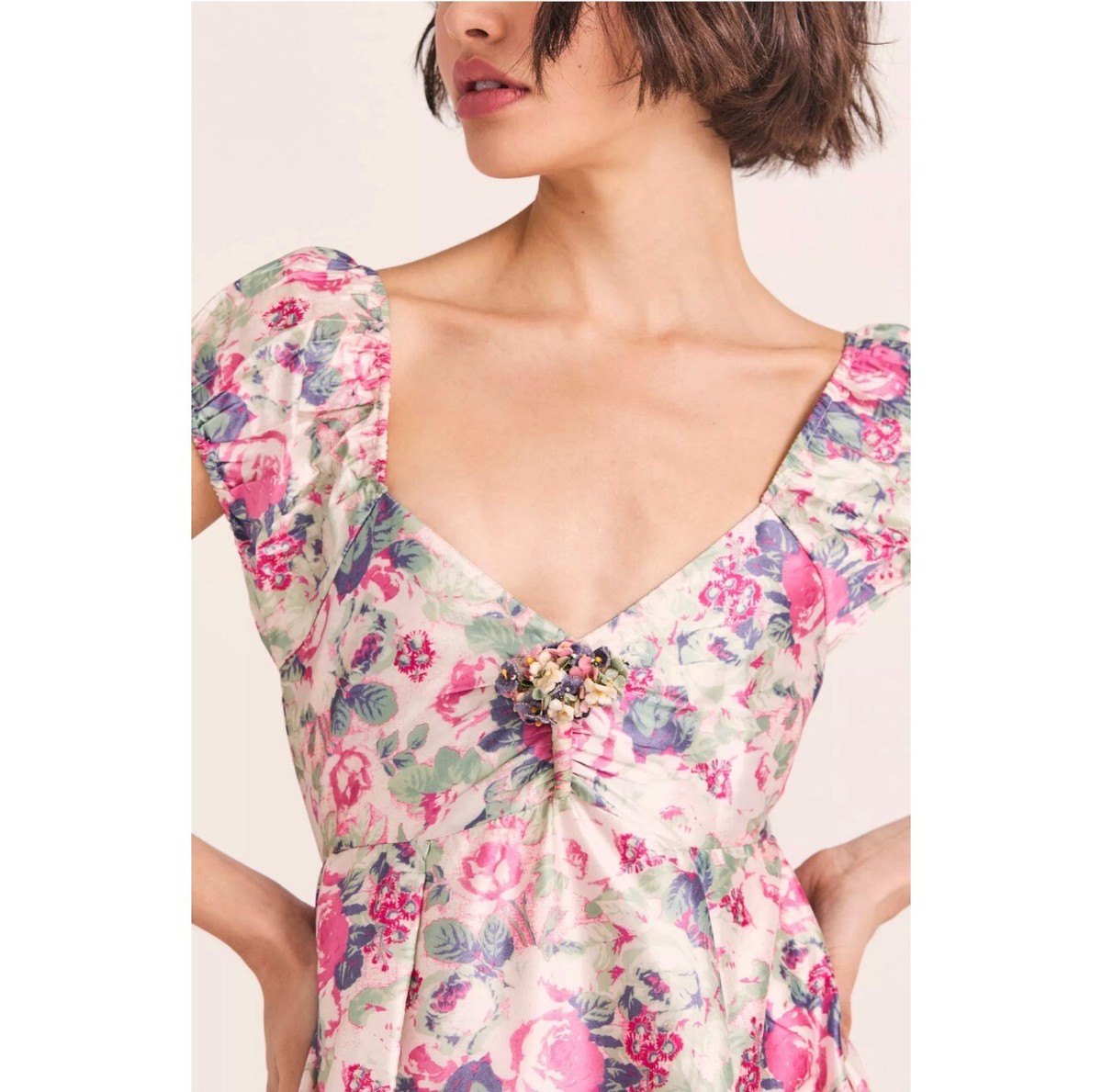 LOVESHACKFANCY Gilvery Veiled Kiss Maxi A-Line Maxi Dress
