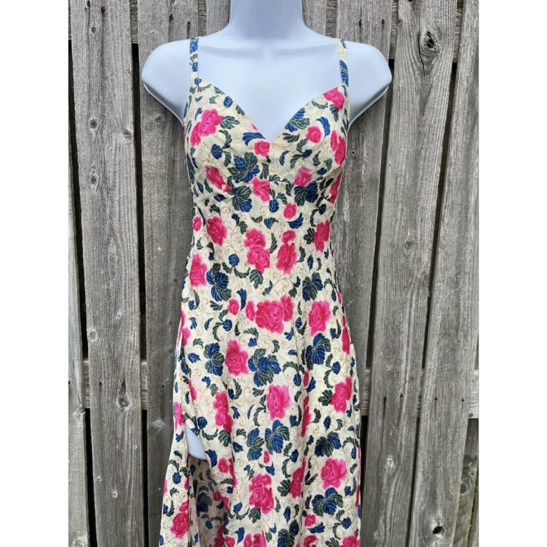 UNDERCOVER Maxi abito slip floreale vintage Victoria's Secret etichetta oro raso jacquard