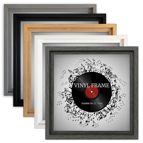 Cadre disque vinyle 12" LP carré chêne noir souvenirs musique écran mural album