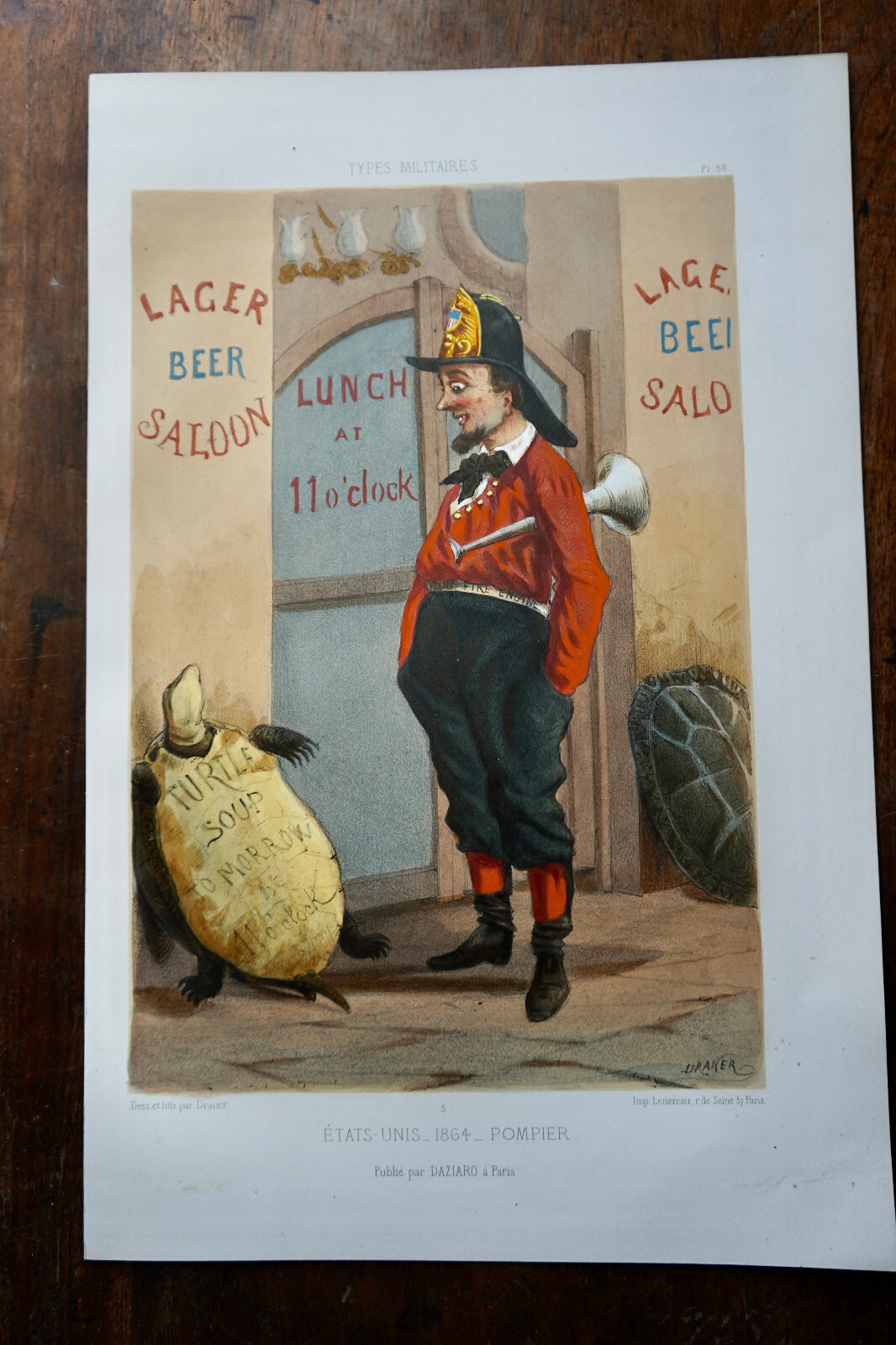 DRANER (1833-1926)  ETATS UNIS 1864 POMPIERS , TYPES MILITAIRES, PL.58