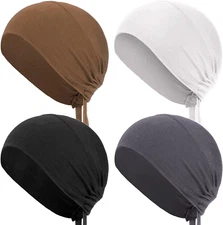 4 Pieces Women under Scarf Hat Hijab Cap Islamic Muslim under Scarf Turban Beani