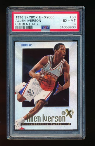 PSA ALLEN IVERSON 1996-97 SKYBOX EX-2000 #53 CREDENTIALS PARALLEL RC #/499