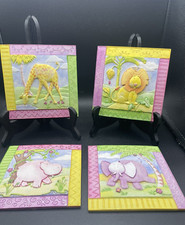 P. Brent Baby Nursery Decor, Playroom Wall Art Elephant, Giraffe, Lion and Hippo