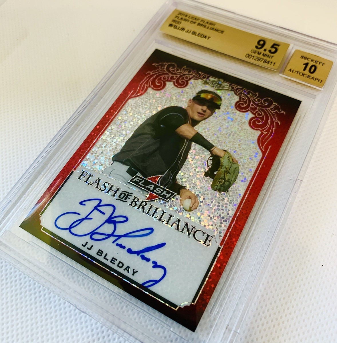 2019 Leaf Flash JJ Bleday Red Auto #/5 FOB SP BGS 9.5/10 