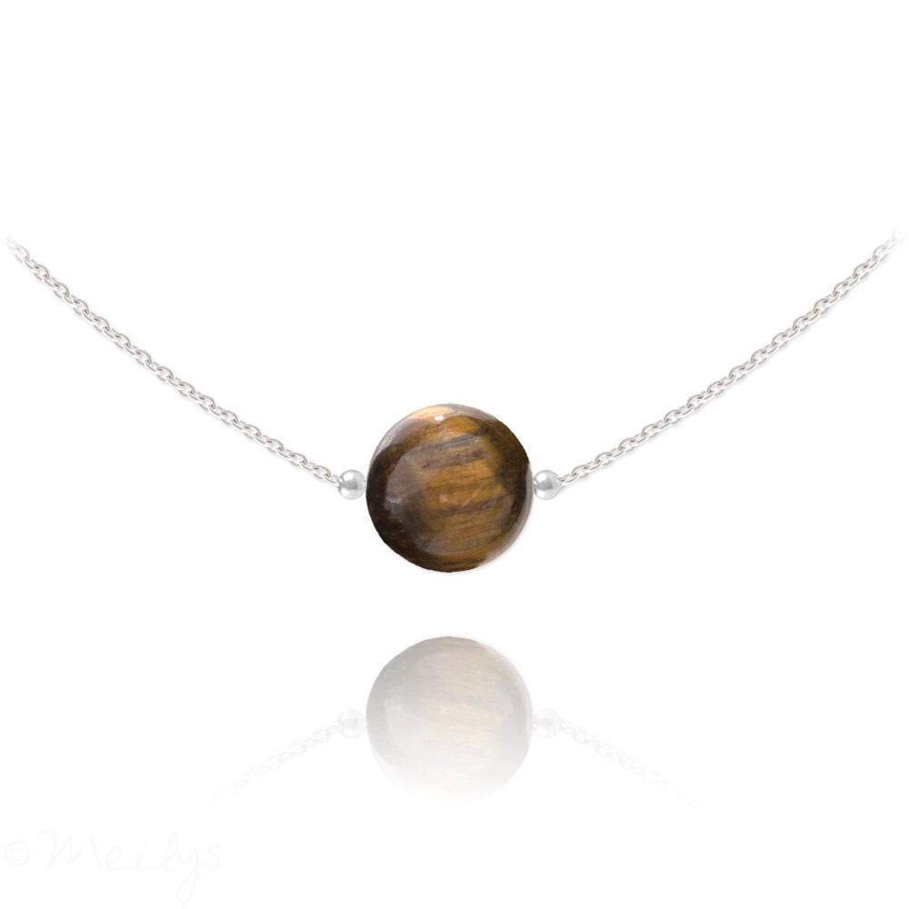 Collier oeil de tigre authentique et argent 925 pour look bohème chic