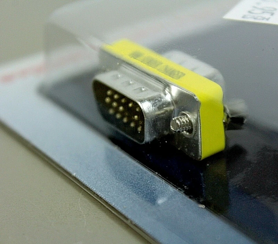 NIB QVS MINI Gender Changer HDDB15M/M Male HD15 VGA CC363-MS Yellow 037229333633 - Image 3 of 4