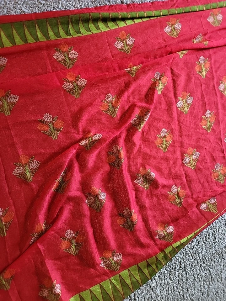 Traditional Indian Saree Party Red Sari India gift #3334 - Image 4 of 4