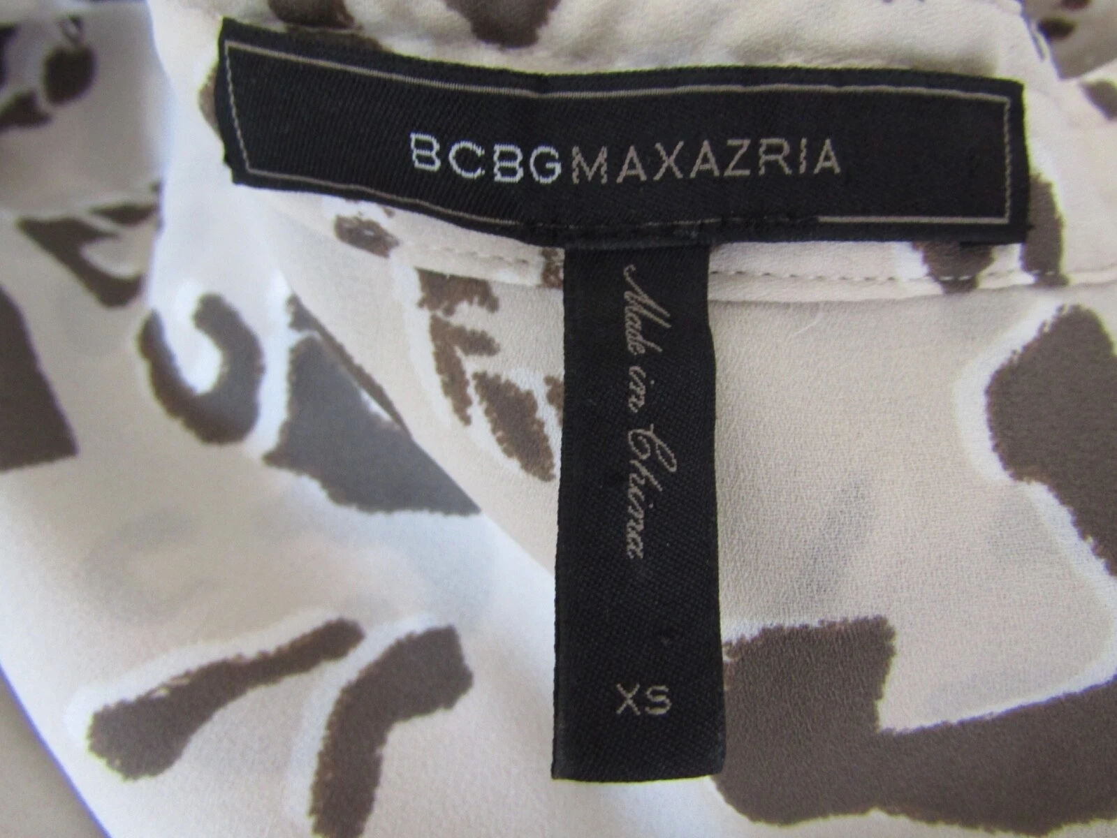 VETEMENTS Abito Bcbgmaxazria stampa animalier corto cravatta vita treccia XS beige manica 3 4