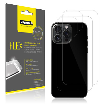 2x 3D Full Cover Schutzfolie für Apple iPhone 15 Pro Max Rückseite Panzerfolie