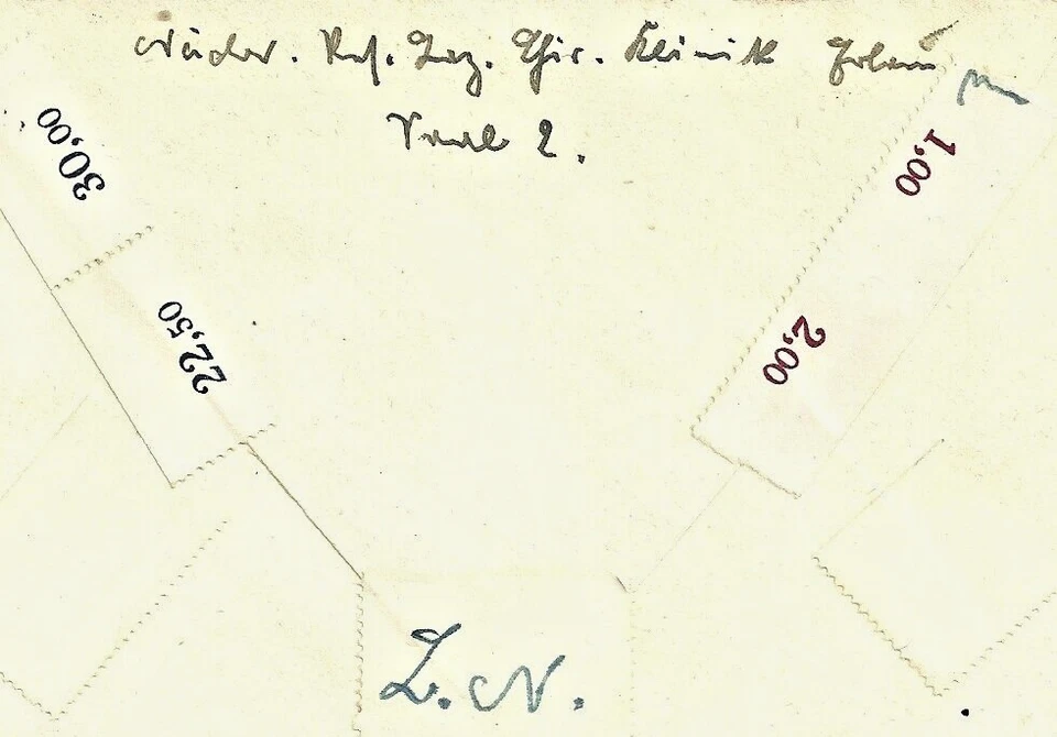 Germany Air Mail, 25th anniv., 1919-1944, Registered cover with 4 German stamps - Image 2 of 2