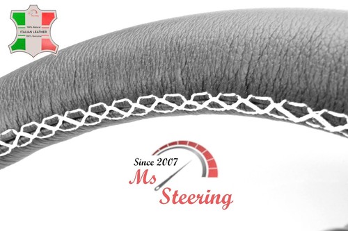 FOR GEO PRIZM 89-92 BLACK LEATHER STEERING WHEEL COVER WHITE STIT - Picture 5 of 7