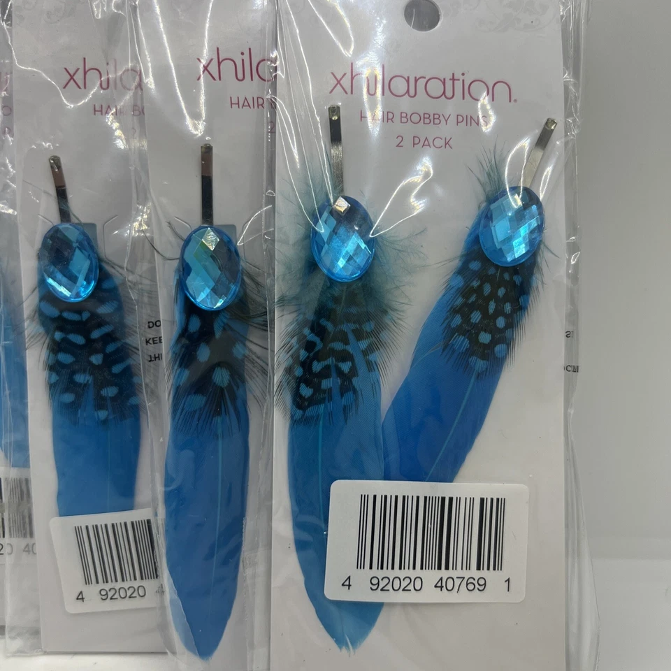 xhilaration синий перо и граненый искусственный драгоценный камень украшенный Бобби булавки 4 комплекта 2 ea. - Изображение 2 из 4