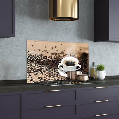 Tulup Panneaux De Cuisine Sur Verre - 125x50cm - Grains De Café