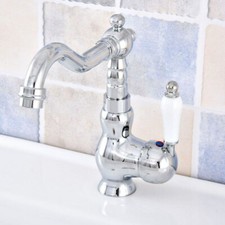 Polished Chrome Bathroom Sink Faucet Single Handle Swivel Spout Water Tap zsf650