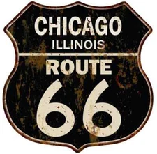 CHICAGO, ILLINOIS Route 66 Shield Metal Sign Man Cave Garage 211110014257