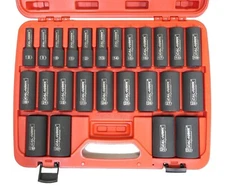 25pc 1/2" DR. Deep Impact Socket Set (METRIC), CR-V, 8-32mm, Made in Taiwan