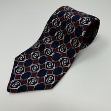 Manhattan Blue Red Yellow Geometric Silk Made In USA Neck Tie L 57” W 4”