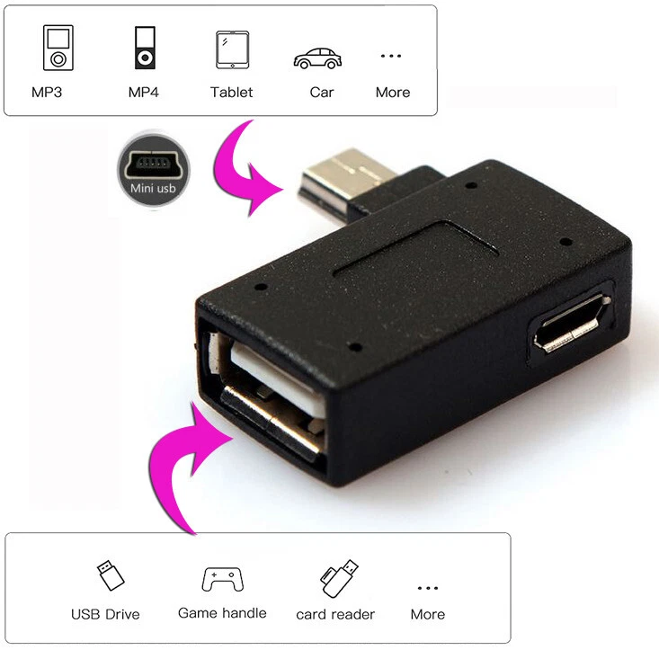 UNIVERSAL Mini USB 2.0 OTG Host Adapter With USB Power For Cell Phone Tablet AU - Image 3 of 4