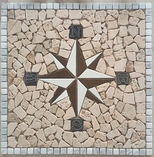 ROSONE MOSAICO "ANTICA ROMA" di marmo su rete anticato 60X60X1 cm COD. RUDL