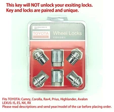 Toyota Alloy Wheel Lock Set Genuine OEM (short ones) with 2 Keys, BNIB USA