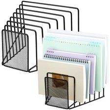 2 PCS 7 Section Wire File Organizer Desk Metal Mesh Incline Holder Magazine