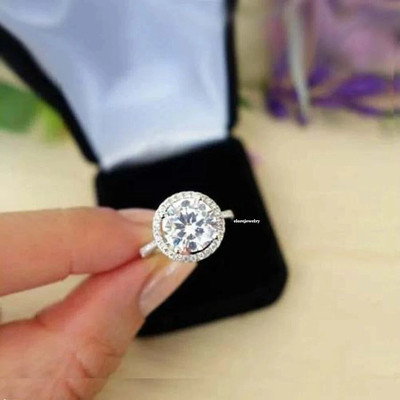 Art Deco Style Round Cut Lab Created Diamond 14k White Gold Finish Wedding Ring