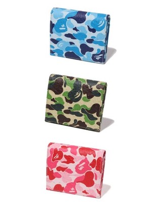A BATHING APE Men's ABC CAMO MINI WALLET 1L80-190-014 GREEN,PINK