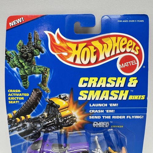 Hot Wheels 1995 Crash & Smash Bikes Stryker Cyber Force Launcher Sealed New - Picture 4 of 16