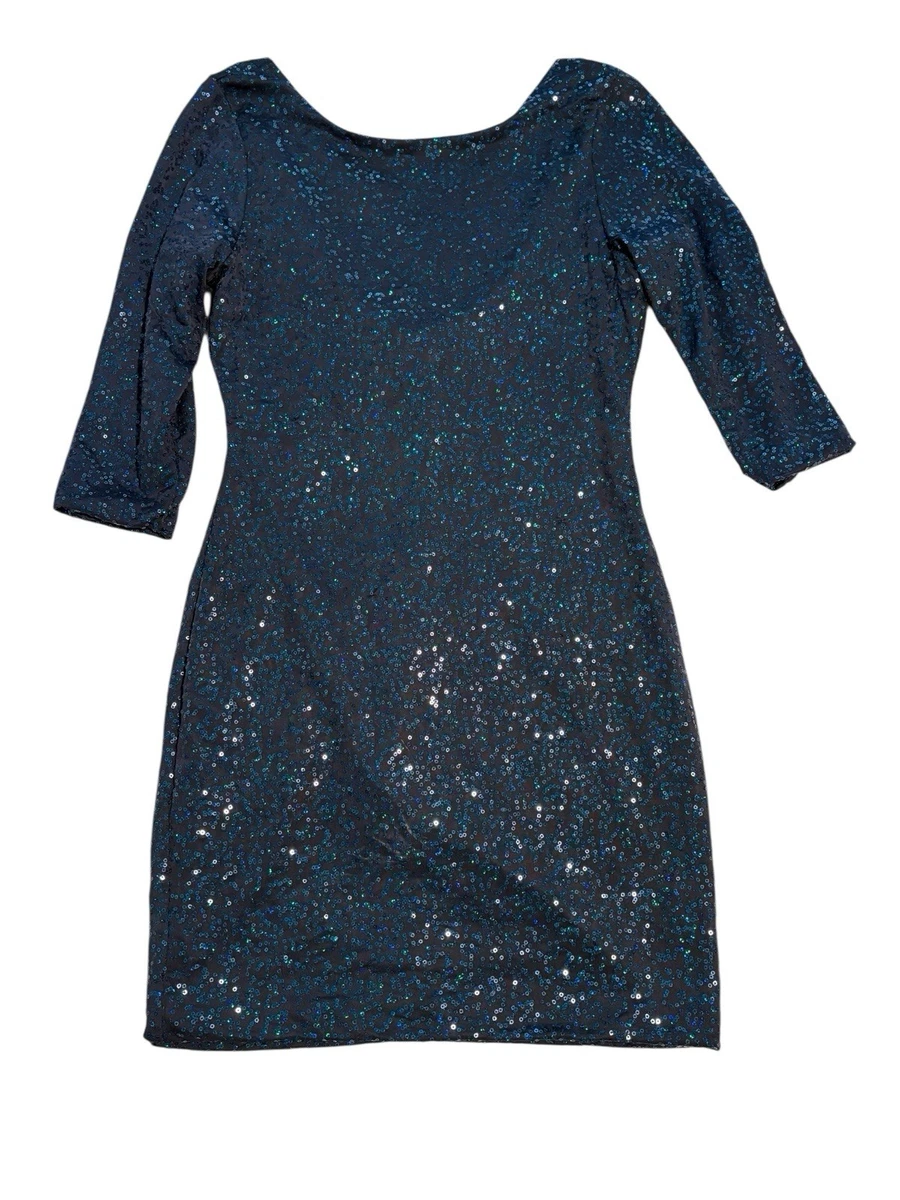 as u wish blue sequin dress As U Wish Women Blue Sequin Strapless Sleeveless Bodycon Mini Dress Small