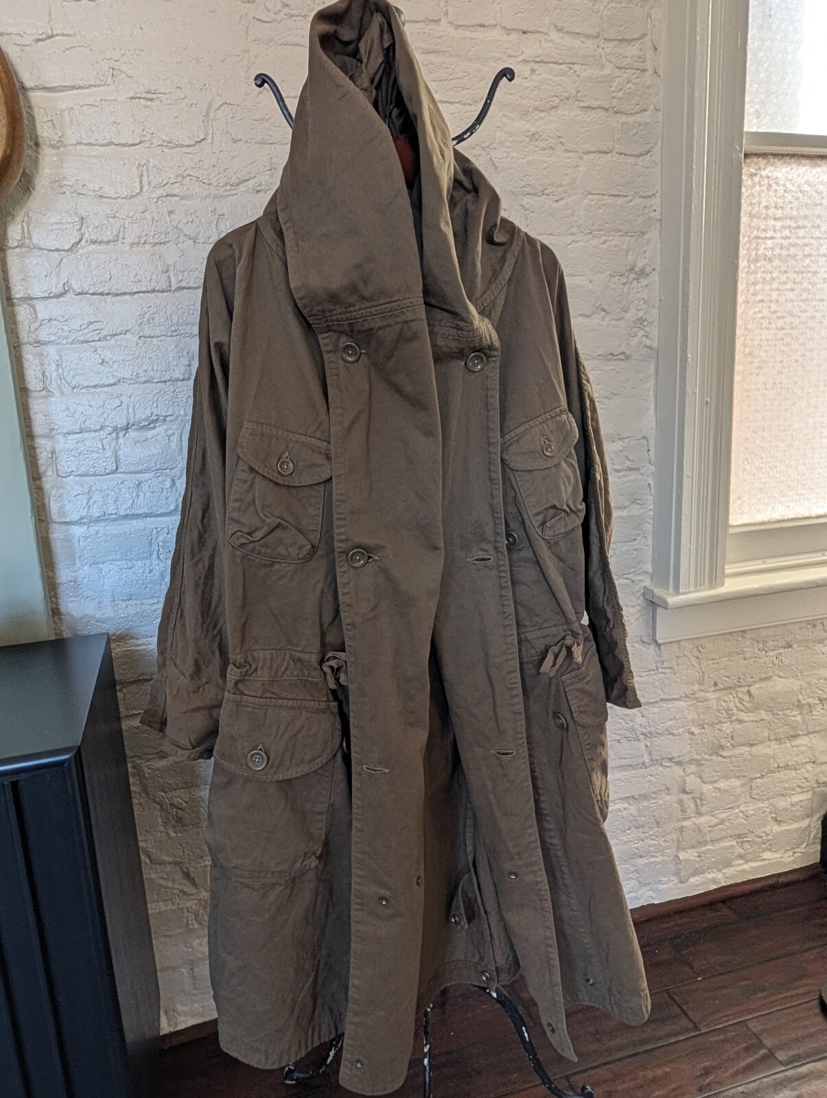 Kapital Katsuragi Tall Ring Coat EK-1514 Khaki Size 1 New Long Hooded Japan - second product detail image