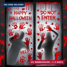 Large Halloween Bloody Window Clings Decorations - 6 Sheets Scary Stickers